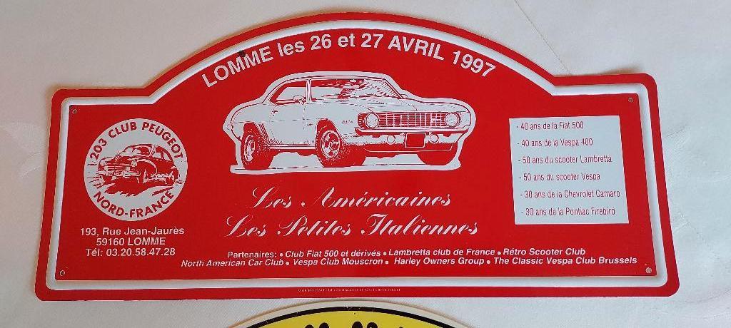 bord oldtimerbijeenkomst Am. en Ital.auto's 1997, nu 5 euro, Envoi, Comme neuf, Panneau publicitaire