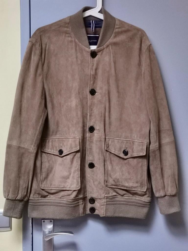 Daim Lederen Jas - TOMMY HILFIGER - maat 52, Maat 52/54 (L), Bruin, Ophalen of Verzenden, Zo goed als nieuw