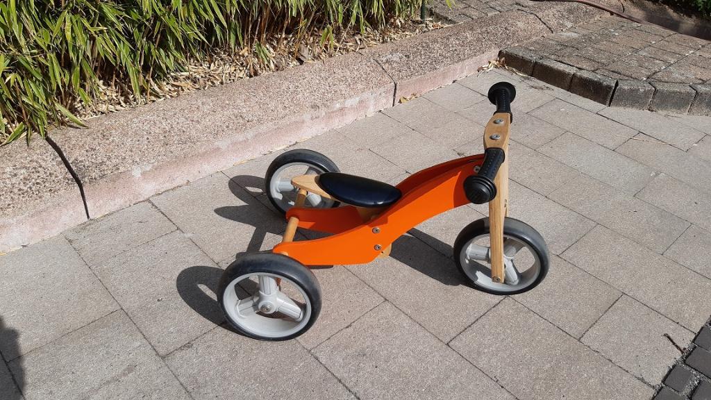 Houten loopfietsje driewieler, Ophalen, Gebruikt