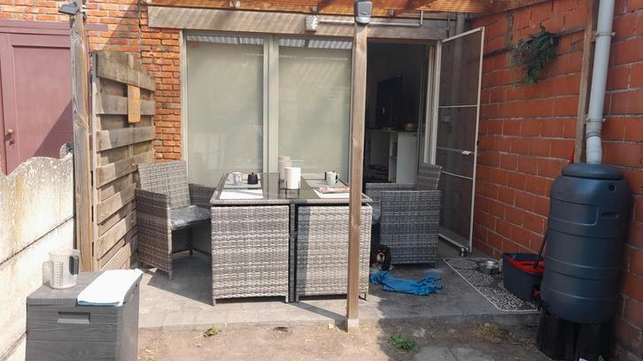 Tuintafel met glazen tafelblad en 6 stoelen, Tuin en Terras, Overkappingen, Ophalen