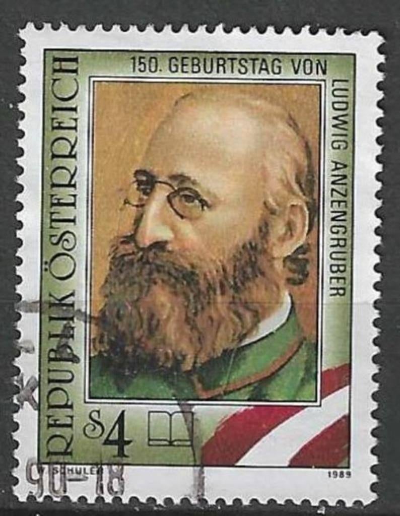Autriche 1988 - Yvert 1803 - Ludwig Anzengruber (ST), Timbres & Monnaies, Timbres | Europe | Autriche, Envoi, Affranchi
