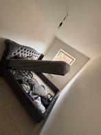 Lit boxspring 160x200, Gris, Velours, 210 cm, Enlèvement