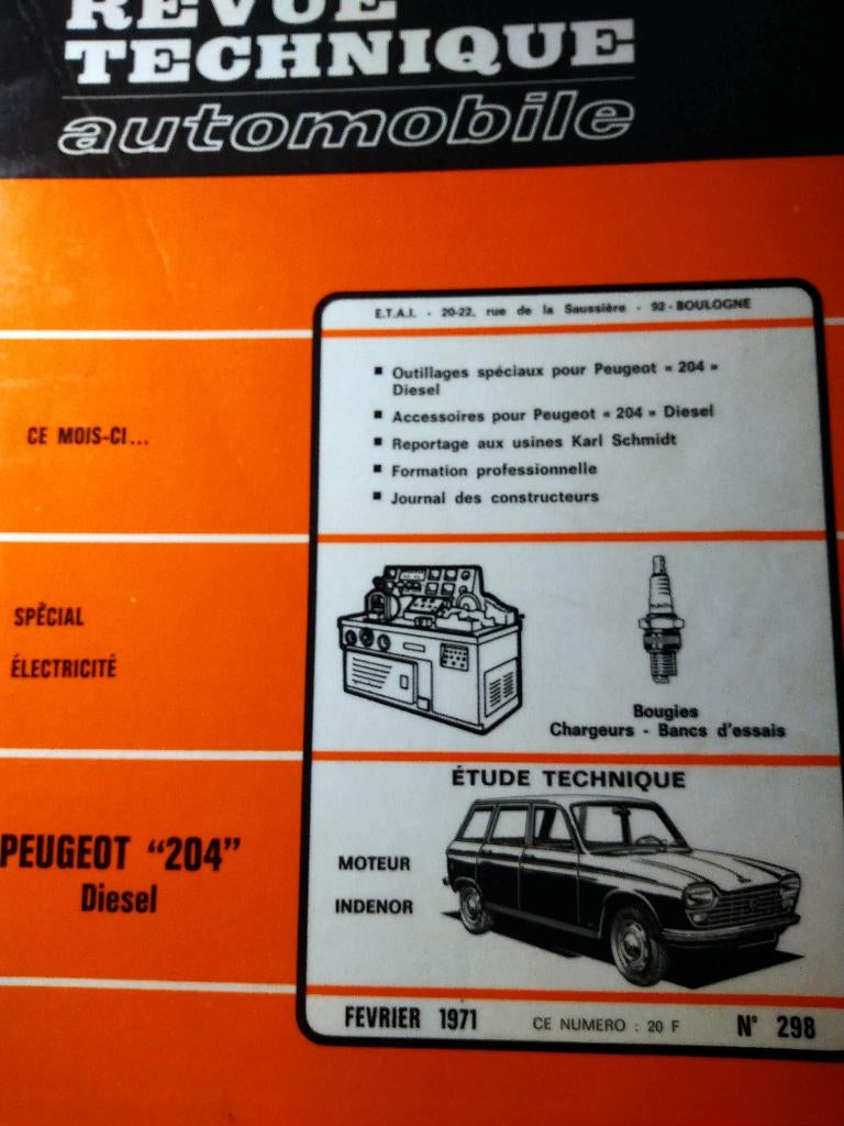 RTA 298 - Peugeot 204 Diesel - février 1971, Ophalen of Verzenden