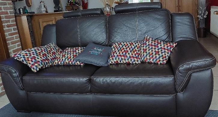 Canapé cuir véritable, Huis en Inrichting, Zetels | Zetels, Gebruikt, Rechte bank, Driepersoons, 150 tot 200 cm, 75 tot 100 cm