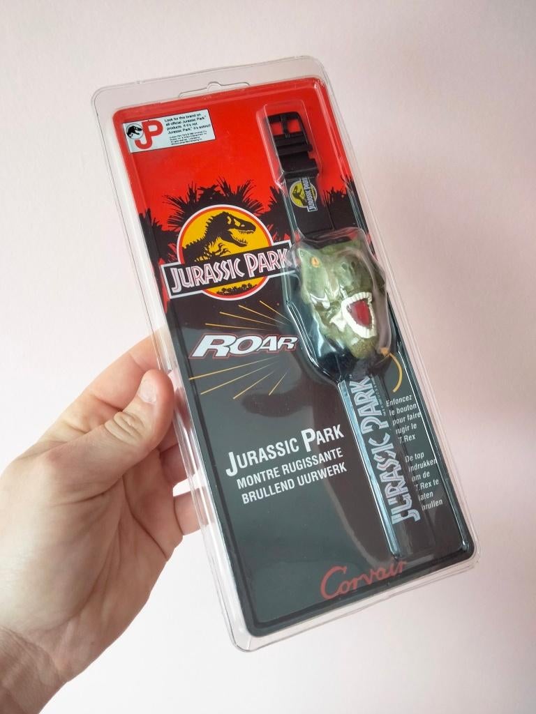 1990s vintage Jurassic park horloge NOS roaring T-Rex, Verzamelen, Ophalen of Verzenden, Zo goed als nieuw, Film, Gebruiksvoorwerp