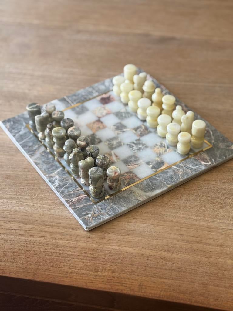 Échiquier de jeu d'échecs vintage en marbre, 1 ou 2 joueurs, Enlèvement ou Envoi, Utilisé
