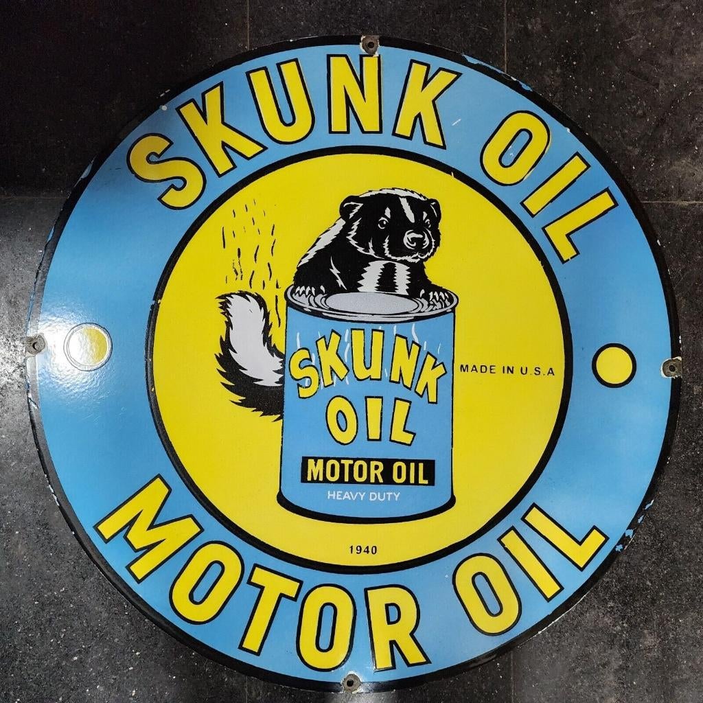 Plaque émaillée SKUNK oil, Enlèvement ou Envoi, Utilisé, Panneau publicitaire