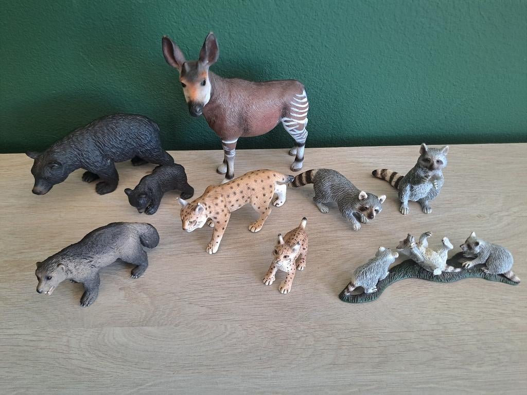Schleich Okapi Zwarte Beren Lynx Wasberen Veelvraat, Ophalen