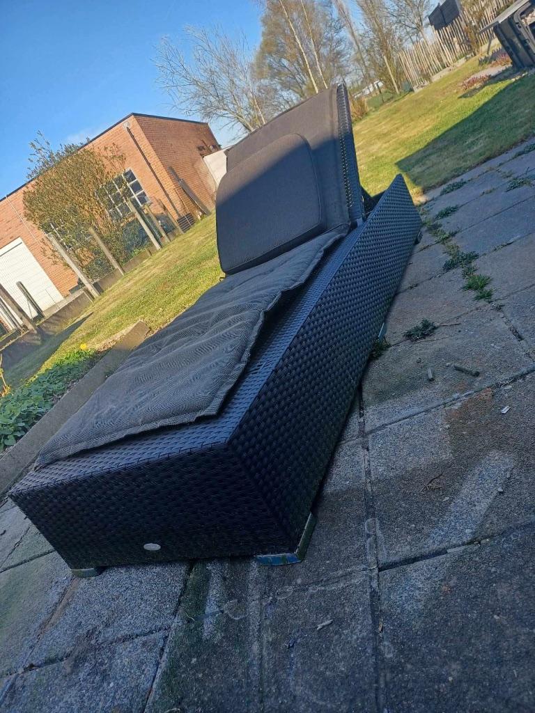 Ligzetel met kussens, Jardin & Terrasse, Chaises longues, Enlèvement, Comme neuf, Synthétique, Mobile