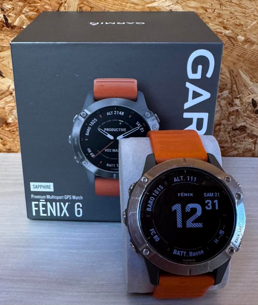 Fenix 6 (pro) sapphire - montre gps multisports connectée, Ophalen, Conditie, Oranje