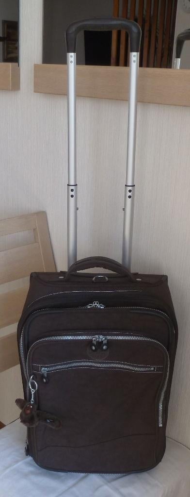 Kipling trolley bruine cabinekoffer met 2 wielen + aap, Overige materialen, Wieltjes, 50 tot 60 cm, Ophalen of Verzenden