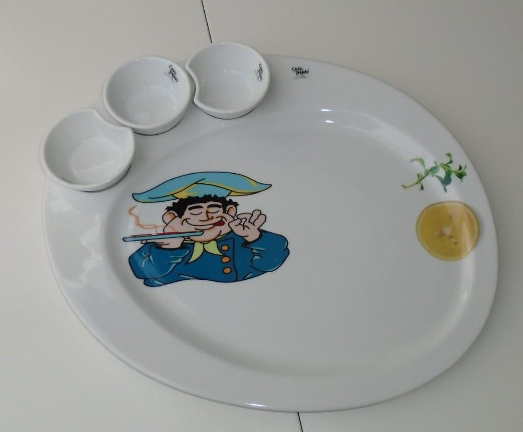 SERVEER SCHAAL MET DIP SCHAALTJES WIT SET Nieuw, Keramiek, Nieuw, Ophalen of Verzenden, Schaal of Schalen