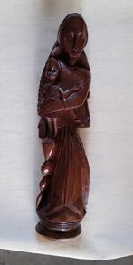 Houten beeld moeder met kind, Antiek en Kunst, Beeld, Hout, Bruin, Vrouw