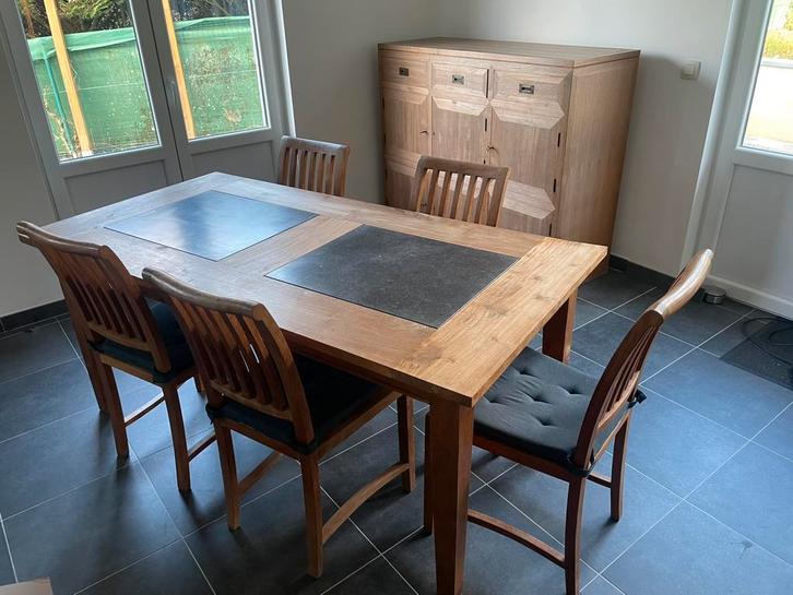 Table et chaises teck, Huis en Inrichting, Complete eetkamers, Zo goed als nieuw, Ophalen