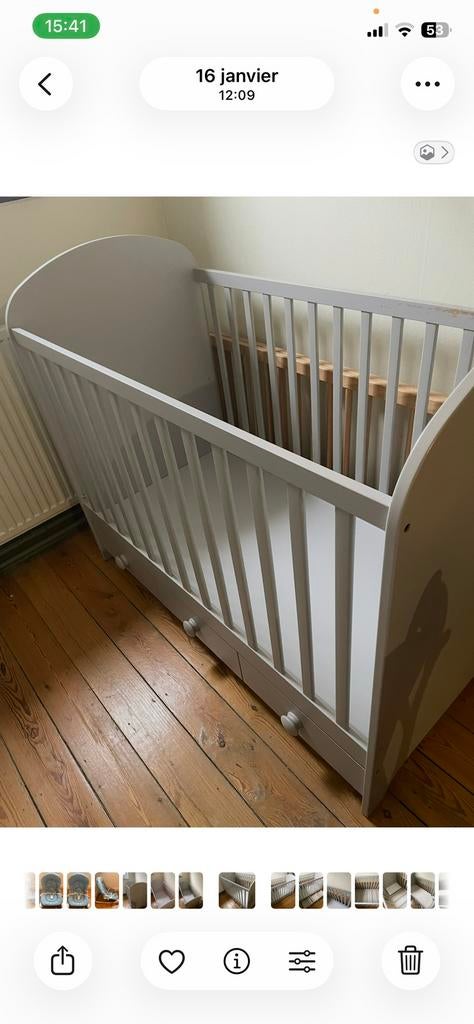 Lit bébé avec tiroir, matelas, Ophalen, Zo goed als nieuw, Ledikant