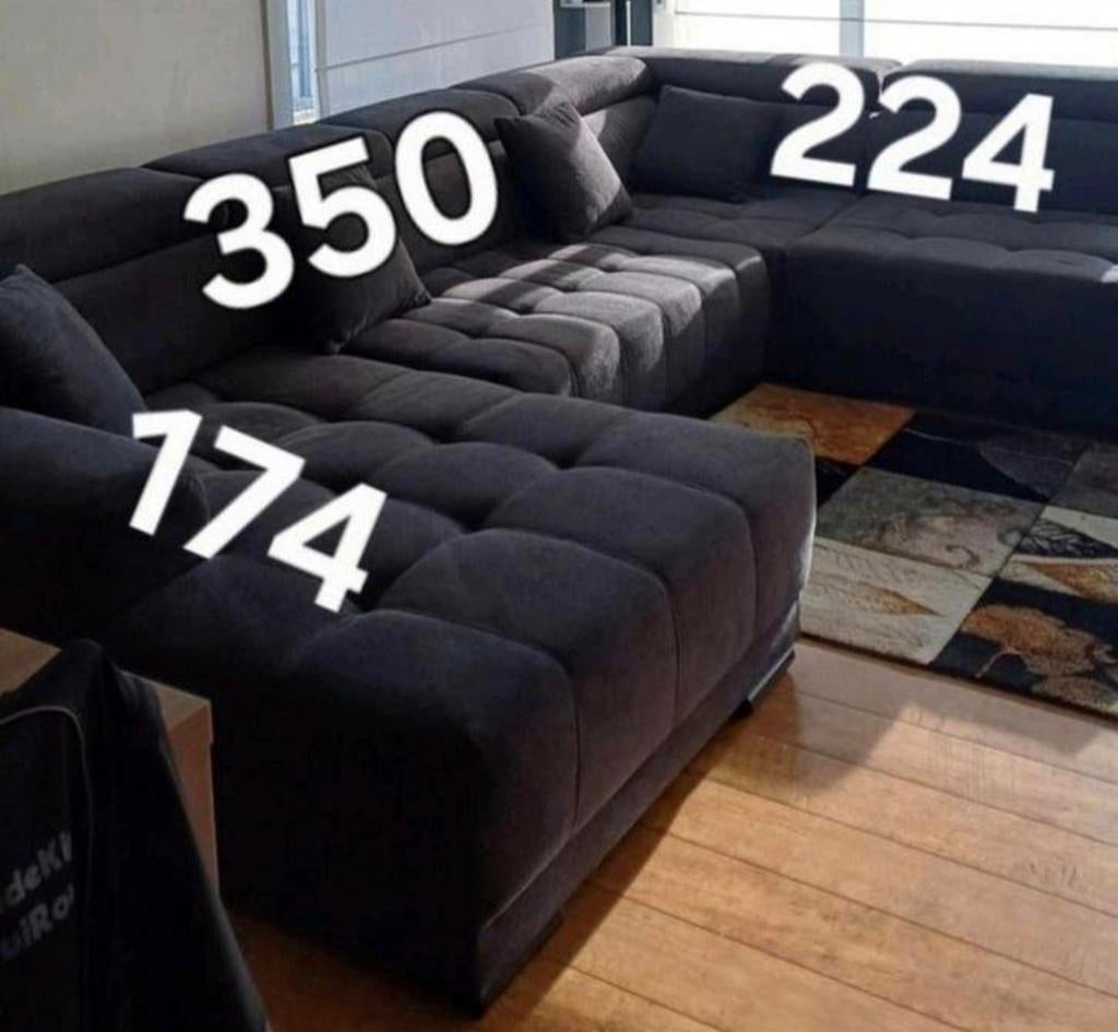 U-salon antraciet perfecte staat., Maison & Meubles, Canapés | Repose-pieds & Poufs, Enlèvement