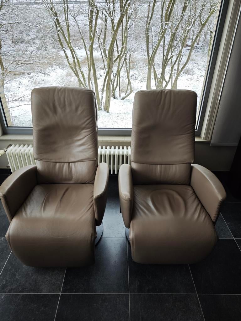 2 relax fauteuils Durlet leder, Huis en Inrichting, Fauteuils, Zo goed als nieuw, Leer, 50 tot 75 cm, Minder dan 75 cm, Ophalen