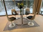 Vintage Spage Age tafel met tubular onderstel - verlengbaar, Enlèvement, Utilisé, Verre