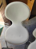 Lot de 3 chaises en cuir, Blanc, Cuir