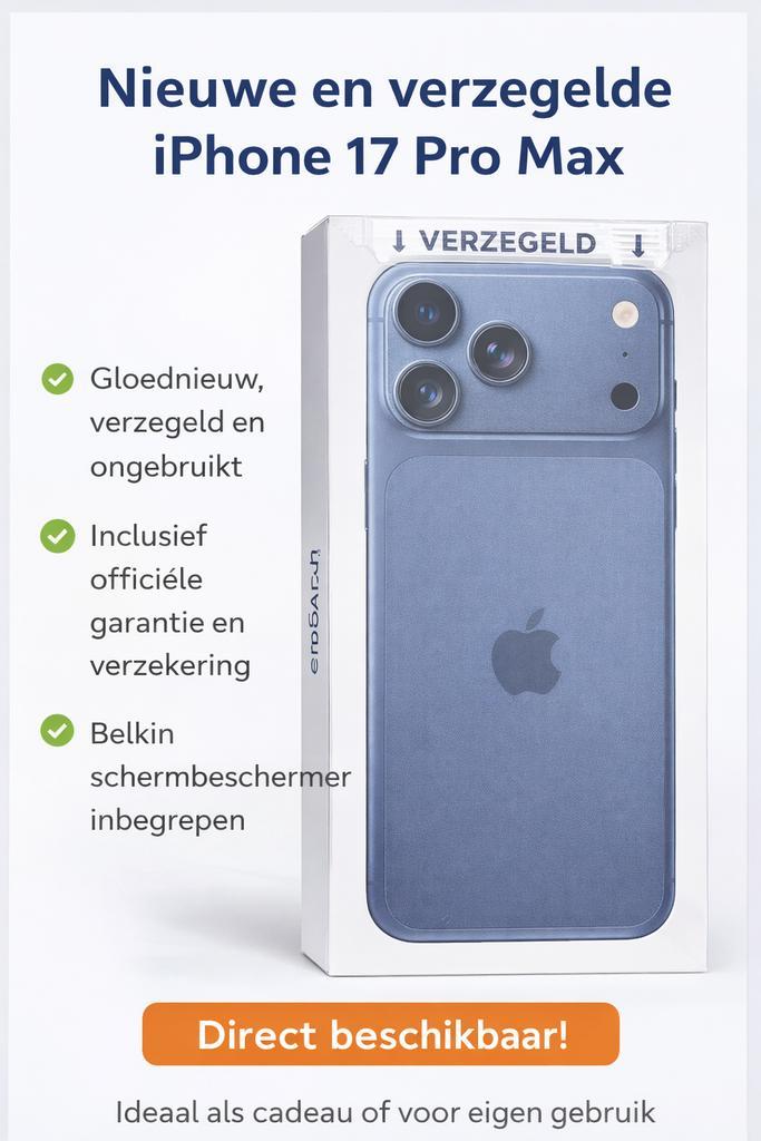 Nieuwe iPhone 17 Pro Max, Télécoms, Téléphonie mobile | Apple iPhone, Neuf, 256 GB, Sans abonnement, Sans simlock, Autres modèles