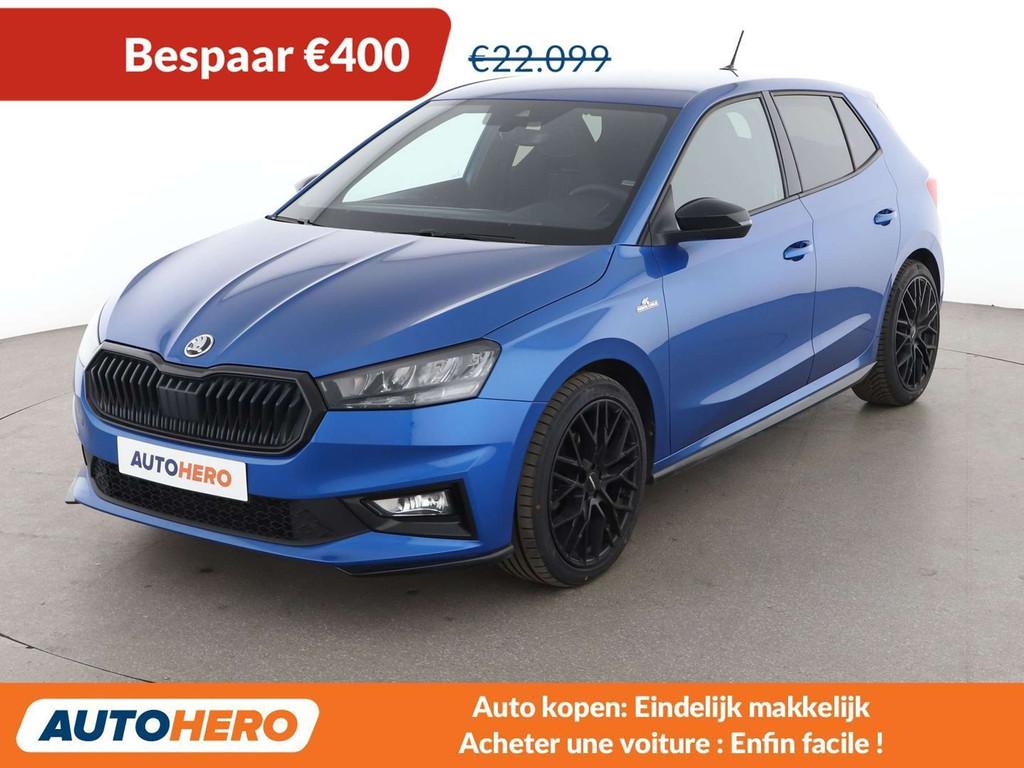Skoda Fabia 1.5 TSI ACT Monte Carlo (bj 2023, automaat), 1254 kg, Stof, Blauw, 124 g/km