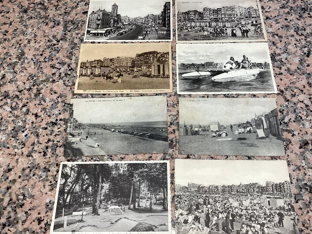 Lot 8 cartes postales anciennes DE PANNE côte mer, Collections, Enlèvement ou Envoi, 1920 à 1940, Affranchie, Flandre Occidentale