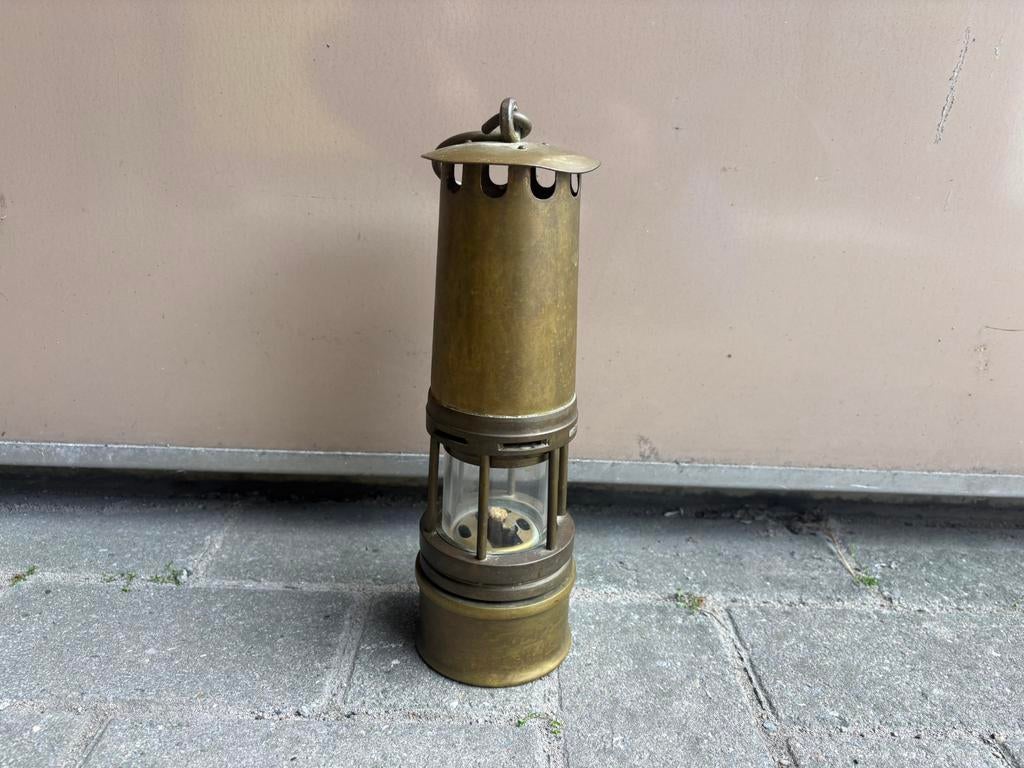 Oude koperen mijnlamp, Ophalen of Verzenden