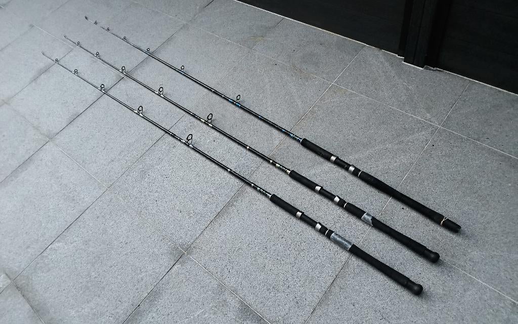 3 hengels 240 cm.15€, Watersport en Boten, Hengelsport | Algemeen, Ophalen, Gebruikt, Complete hengel