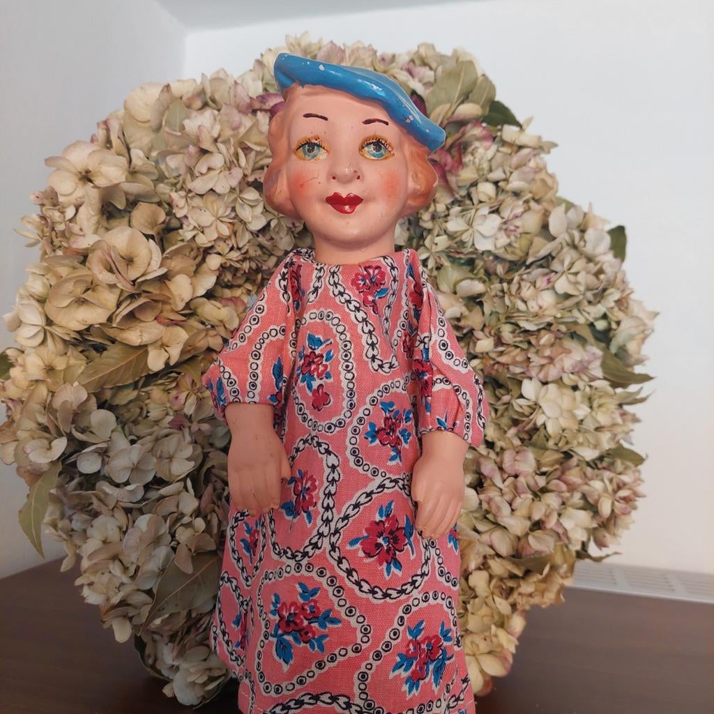 Prachtige oude poppenkastpop  Beeusaert 1950 composiet pop, Ophalen