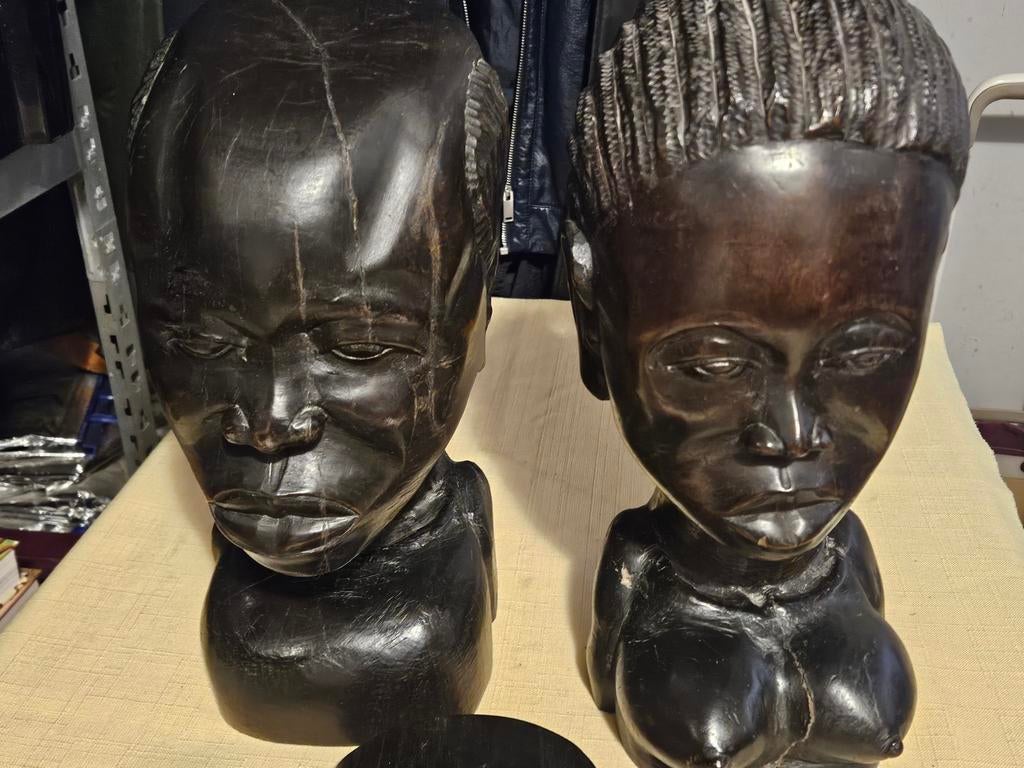 Tête  africaine en ebéne, Antiquités & Art