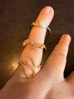 Twice as Nice - 3 ringen goudkleurig met steentjes, Bijoux, Sacs & Beauté, Enlèvement ou Envoi, Or, Comme neuf, 17 à 18