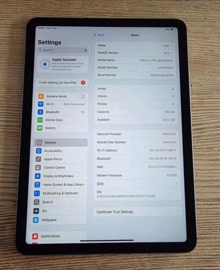 iPad Air 4e generatie 256 GB, wifi + 4G, Computers en Software, Apple iPads, 256 GB, Ophalen of Verzenden