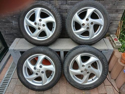 4 seizoensbanden met aluminium velgen., Auto-onderdelen, Banden en Velgen, Band(en), All Season, 15 inch, 195 mm, Personenwagen