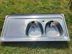 Dubbele spoelbak inox 130x60, Huis en Inrichting, Keuken | Keukenelementen, Ophalen, Zo goed als nieuw