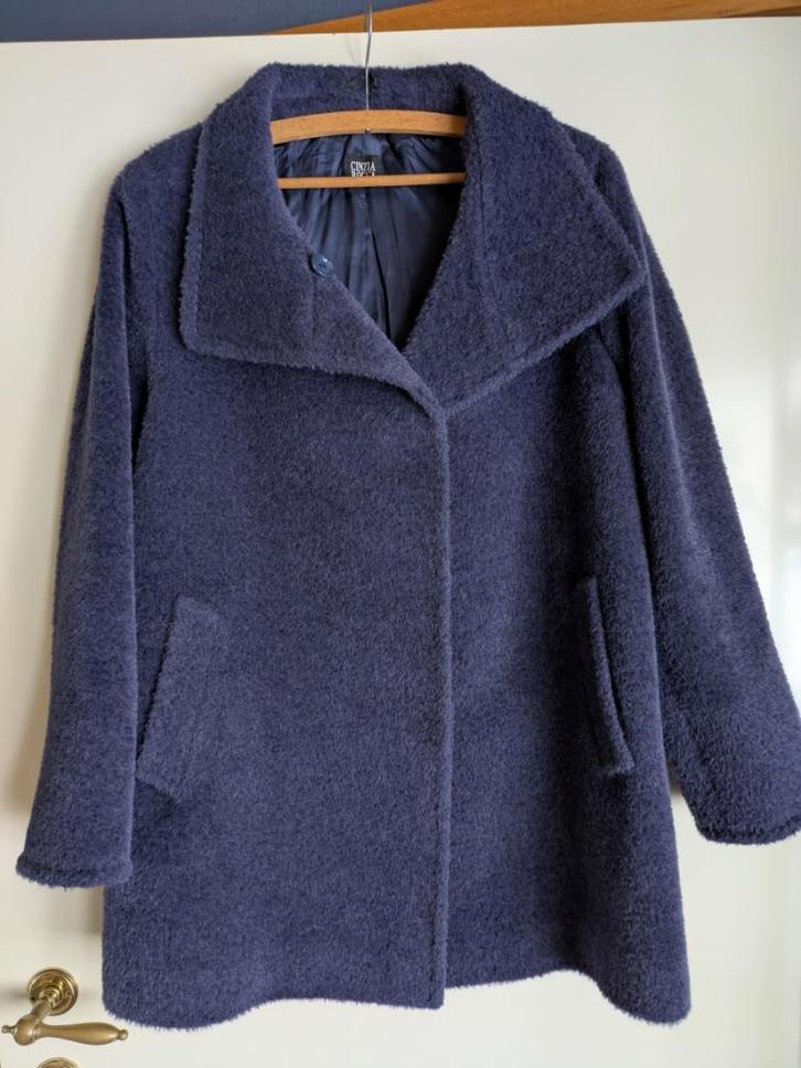 Alpaca wollen dames jas 'Cinzia Rocca', Kleding | Dames, Jassen | Winter, Zo goed als nieuw, Maat 38/40 (M), Blauw, Ophalen of Verzenden