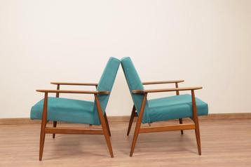 Vintage armchairs set of 2 teal design by H.Lis  beschikbaar voor biedingen
