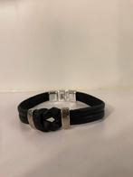 Armband zwart zilver - zeer goed, Ophalen of Verzenden, Zo goed als nieuw, Zwart, Leer