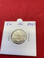 Zwitserland 1 franc 1943 zilver, Zilver, Ophalen of Verzenden