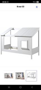 Lit cabane blanc Vipack 90x200cm en bois, Enlèvement, Comme neuf, Blanc