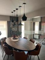 5 hanglampen zwart/goud met ledlampen., Ophalen of Verzenden, Zo goed als nieuw, Metaal, Modern