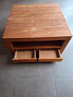 Salontafel in teak : 0,90 m x 0,90 m x 0,35 m, Huis en Inrichting, Tafels | Salontafels, Ophalen, Gebruikt, 50 tot 100 cm, 50 tot 100 cm
