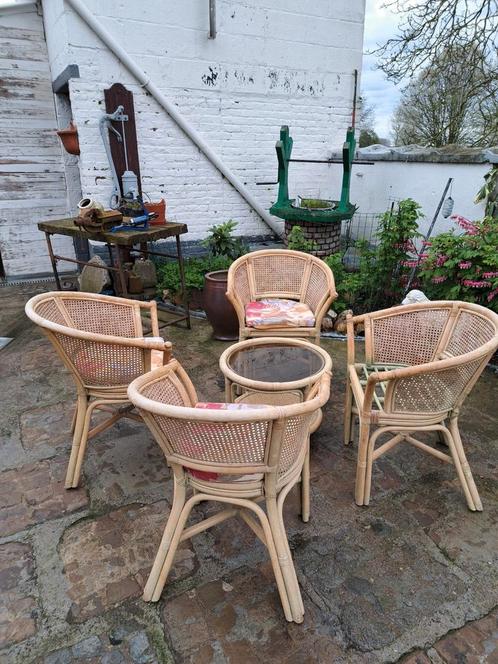 Zeer mooie kleine rotan lounge, 5 stuks, Tuin en Terras, Tuinsets en Loungesets, Zo goed als nieuw, Rotan, Ophalen of Verzenden