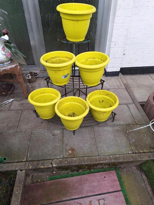 bloem rek met bloempotten, Tuin en Terras, Bloempotten, Zo goed als nieuw, Ophalen