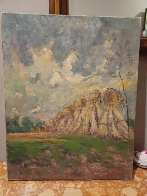 SCHILDERIJ M.VAN DEN BEMPT "Het hooi"  50x40, Antiek en Kunst, Kunst | Schilderijen | Klassiek, Ophalen of Verzenden