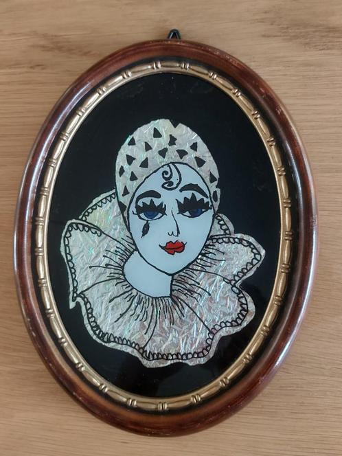 Ovale kader met clown pierrot, Antiek en Kunst, Curiosa en Brocante, Ophalen of Verzenden