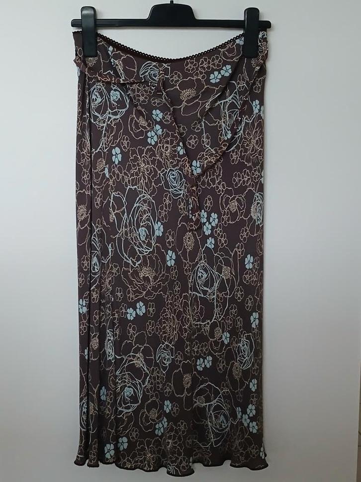 ROK CASSIS met gevoerde riem van viscose en stof, maat 42, Kleding | Dames, Rokken, Gedragen, Maat 42/44 (L), Bruin, Onder de knie