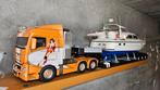 1/14 rc truck, MAN TGX + Carson Zwanehalstrailer + rc jacht., Hobby en Vrije tijd, Modelbouw | Radiografisch | Overige, Ophalen