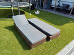 Duo Wicker verstelbare ligbedden, Ophalen, Zo goed als nieuw, Wicker, Verstelbaar