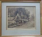 ALFRED BASTIEN / HUIS VAN DE SCHILDER / ZW-W ETS / 36x40cm, Ophalen of Verzenden