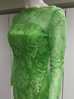 Robe de soirée en dentelle & satin NEUVE T34/36, Nieuw, Groen, Ophalen of Verzenden, Onder de knie